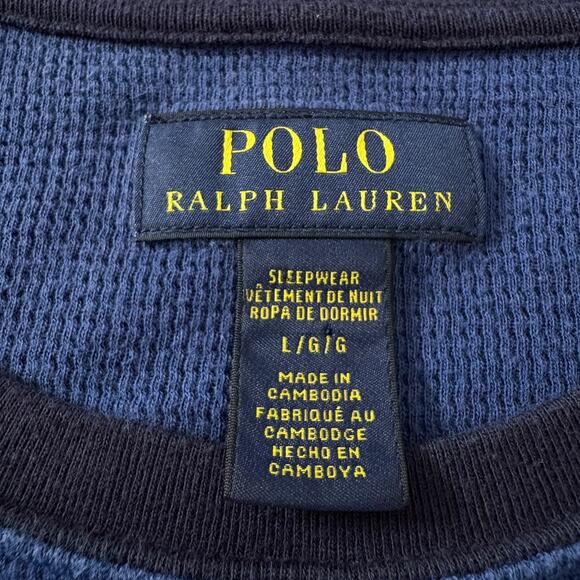Polo Ralph Lauren Sleepwear Thermal Shirt Navy Sleeves Crest Logo Long Sleeve L - Picture 4 of 7